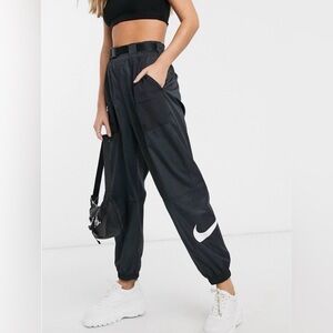 Nike Swoosh Women's Black Nylon Jogger Track Pants size Small